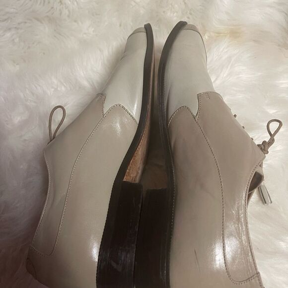 Marco Vicci leather beige and taupe men’s shoes lace with tassel accent SZ13M - Picture 5 of 9